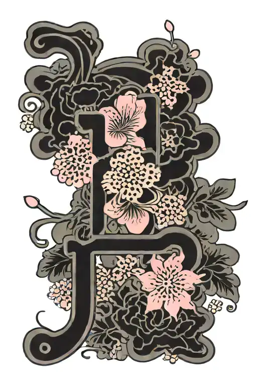 Japanese Letters For Kiyo Fukui In Pink And Black Flowers