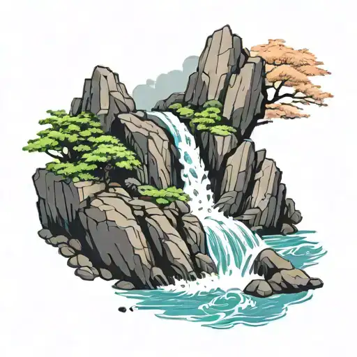 Waterfall On Rocks