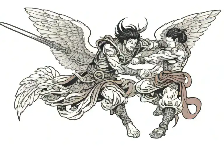 Musculsr Warrior Angel Fighting
