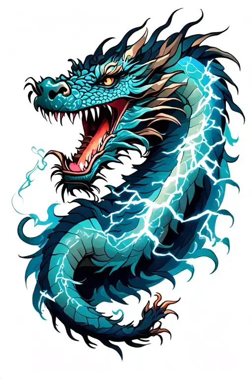 Dragon Wrapped Loosely Lightning Striking