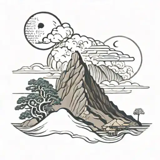 Algerian Mountains With A Crescent Moon