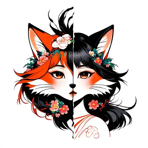 Japanese Girl On Fox Mask Split In Half