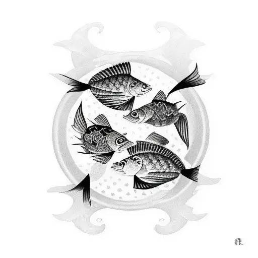 Pisces Resemblance With 2 Fishes Black And White