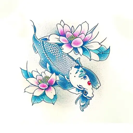 Koi Fish And Lotto Flowers Sleve