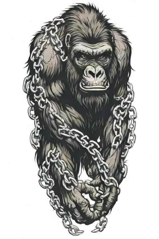 Gorilla Breaking Out Of Chain