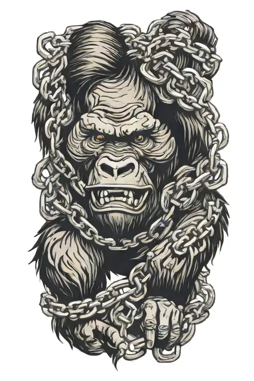 Gorilla Breaking Out Of Chain