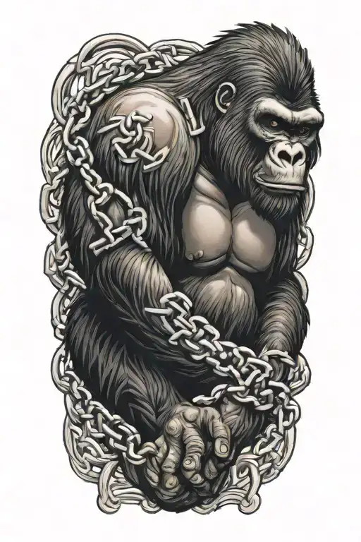 Gorilla Breaking Out Of Chain