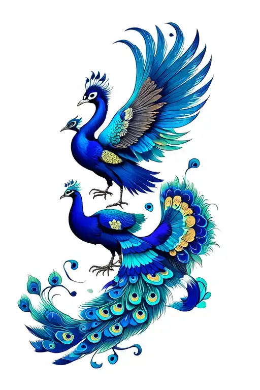 Peacock Fighting A Phoenix