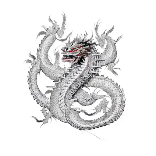 A Traditional Japanese Dragon Intertwined With Dj Equipment