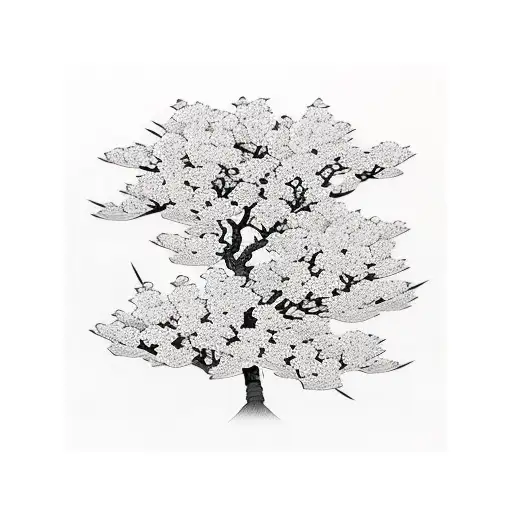 Sakura Tree With Lots Of Flowers