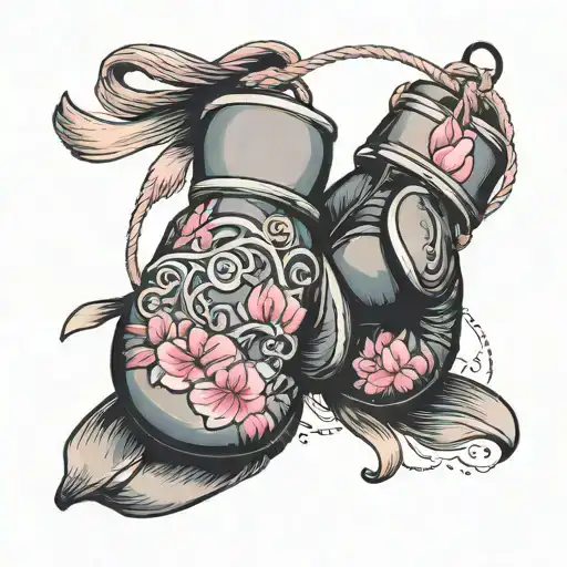 Boxing Gloves Breast Cancer Ribbon