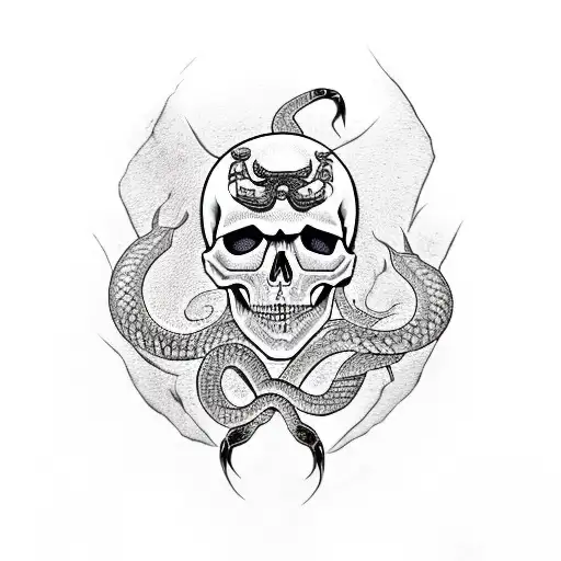 Skull With Snake Comming Of Off It