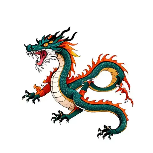 A Dragon With The Head Starting In The Chest And The Body And Tail In The Arm