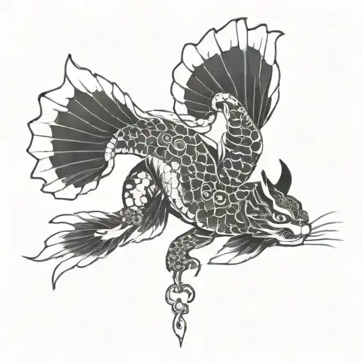 Japanesse Inspired Tattoo Black And White