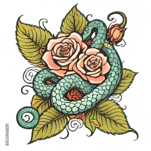 Roses And Snake Wrapped