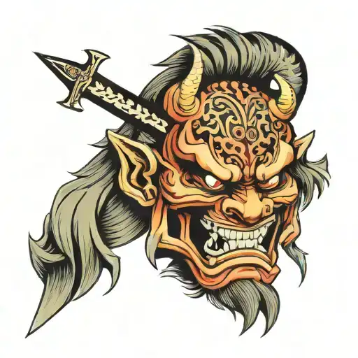 Oni Mask With Sword