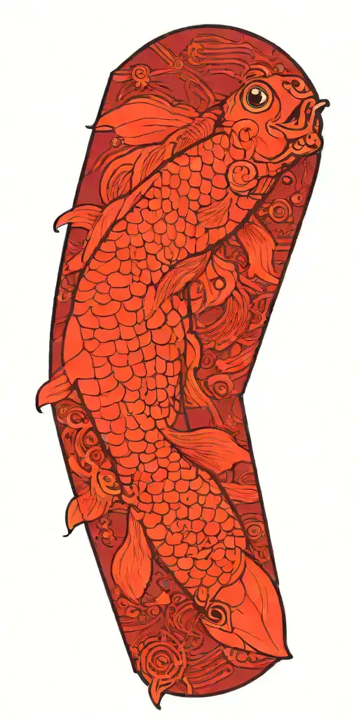 A Cybernetic Japanese Koi Fish Swimming Through A Digital Circuit Board