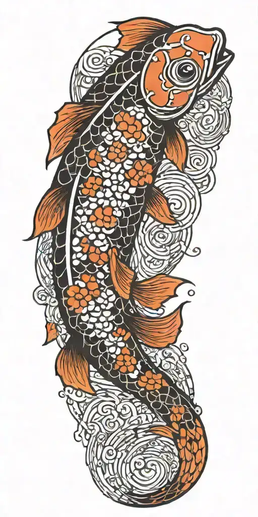 A Japanese Koi Fish Transforming Into A Binary Code Pattern