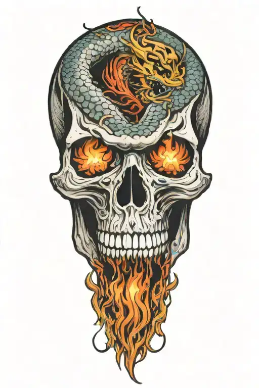 Skull Dragon Breathing Fire