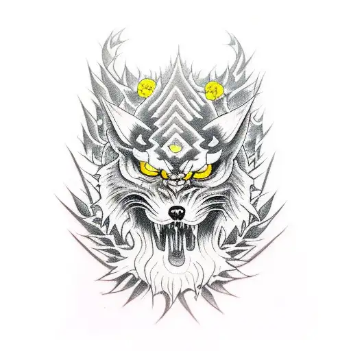 Evil Dark Forest With Yellow Eyes