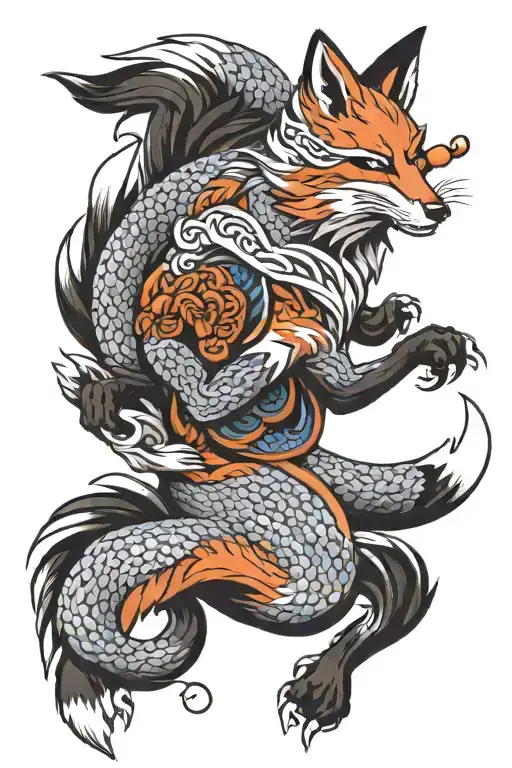 Kitsune Fox With Nine Tails