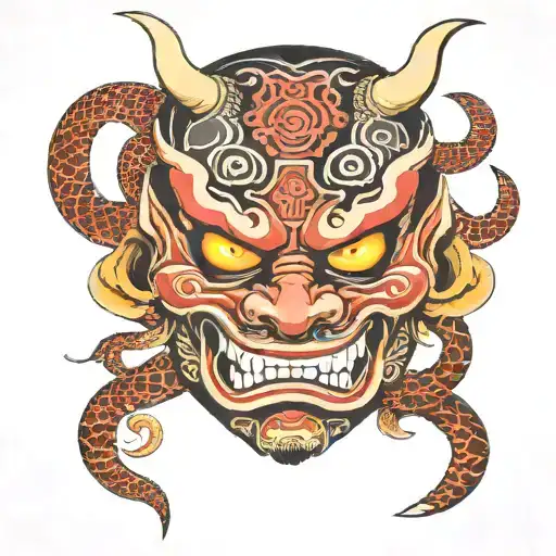 Oni Mask With Snake