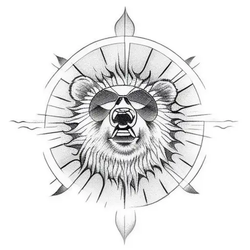 Bear With Sun Drawn On The Stomach