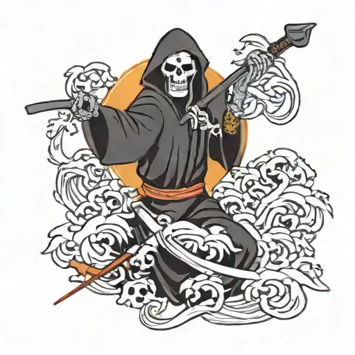Grim Reaper Holding Scythe Pointing At You
