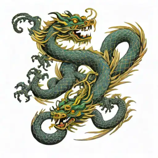 Japanese Dragon Entwined