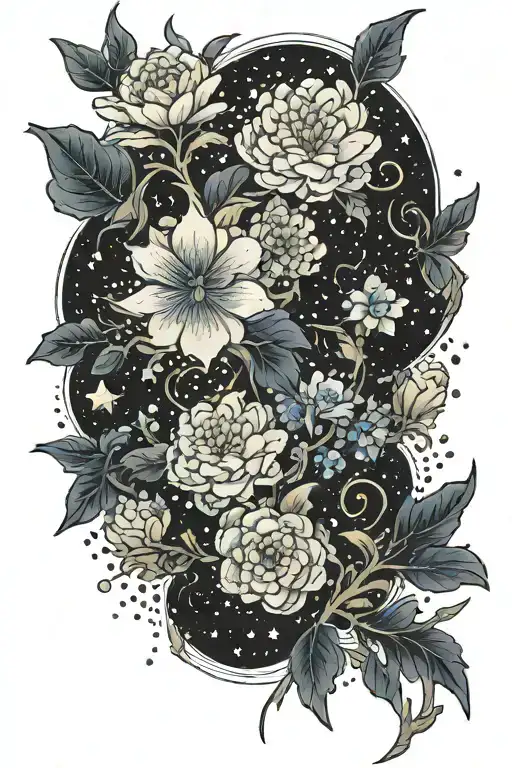 Galaxy Filled With Blooming Flowers