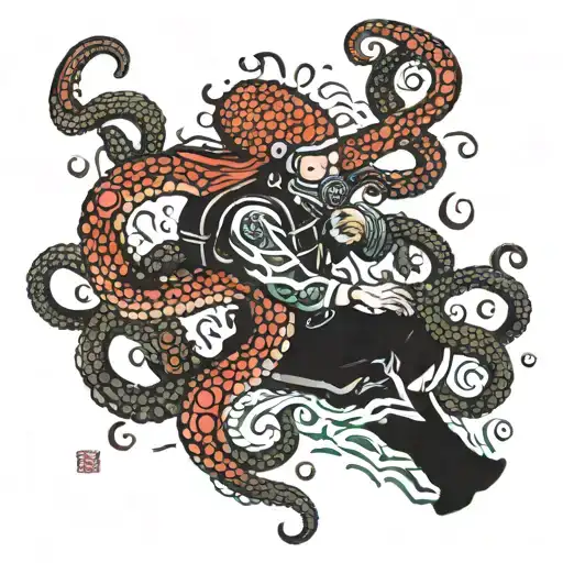 Diver W Octopus Tentacles