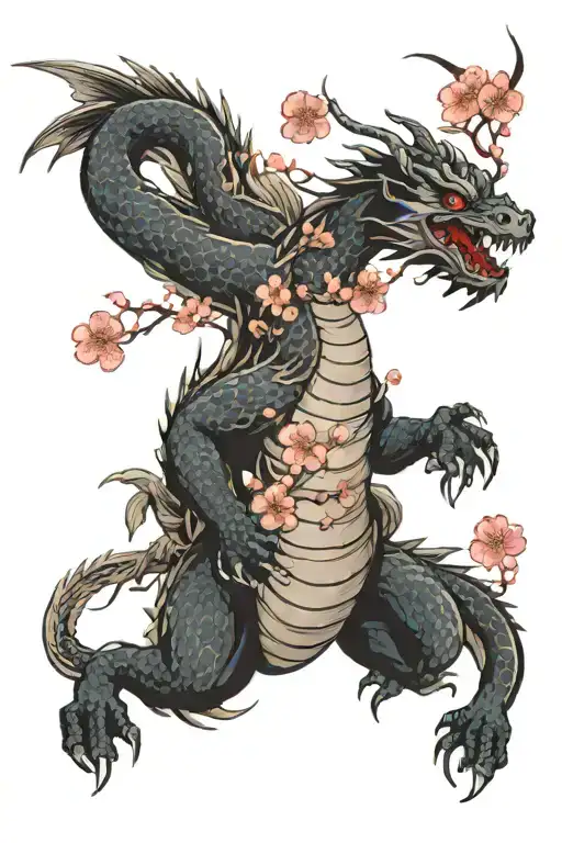 Dragon With Cherry Blossoms