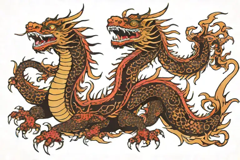 Black Japan Dragon With Long Body And Without Wings