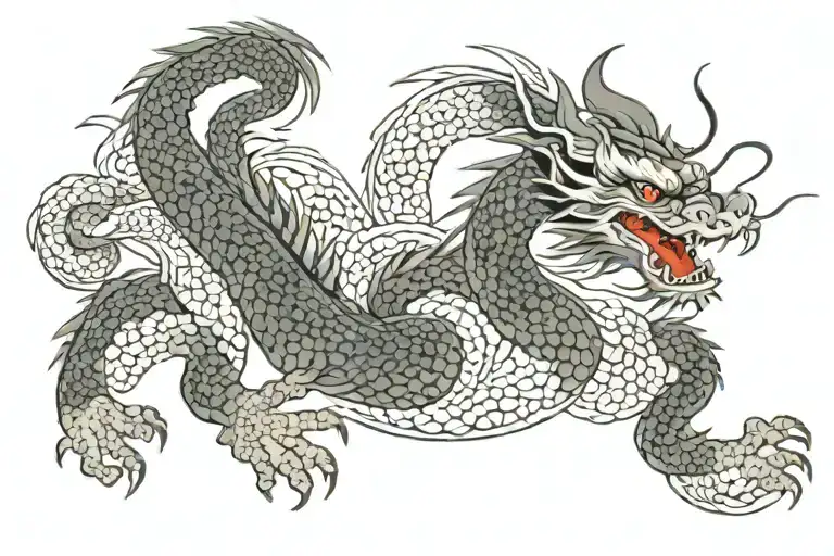 Japan Dragon Black And Grey