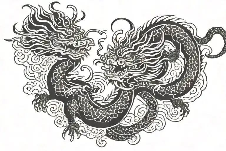 Black Japan Dragon Without Wings