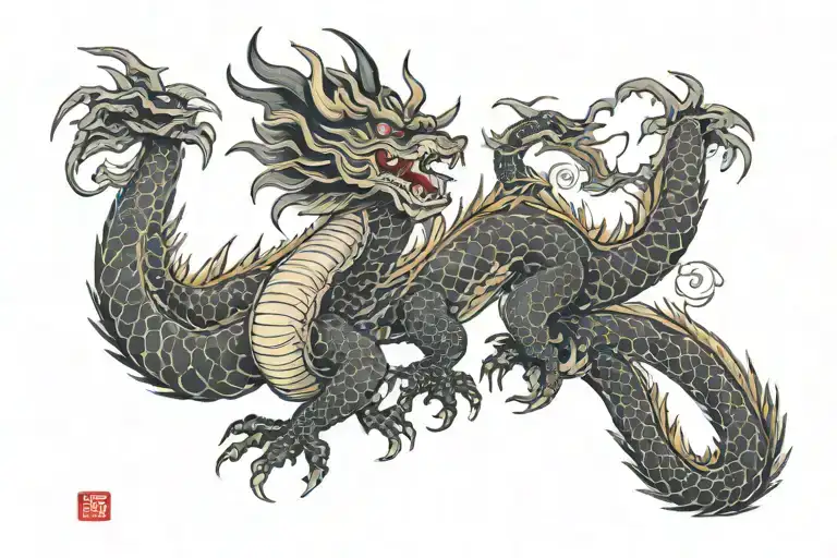 Black Japan Dragon Without Wings