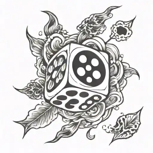 Dice With Flame Black And White