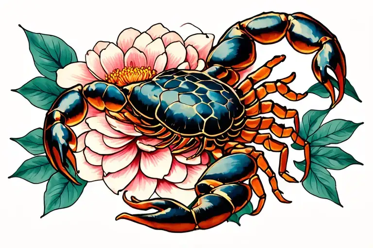 Scorpion And Mum Flower