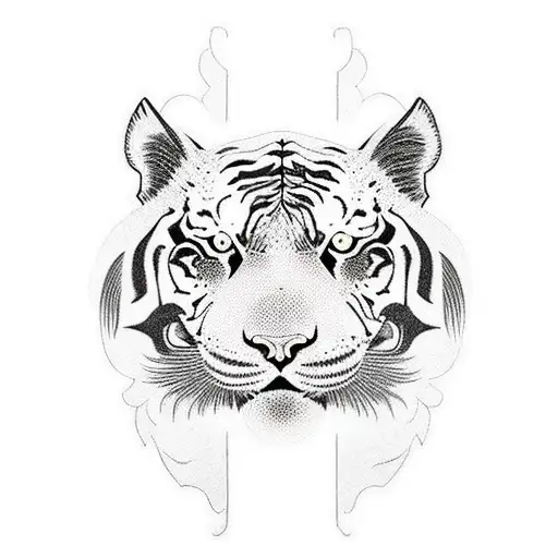 A Yakuza Styled Tiger With Patterns Around