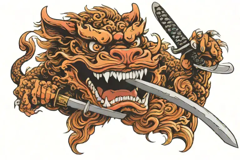 Foo Dog Smile Katana Sword