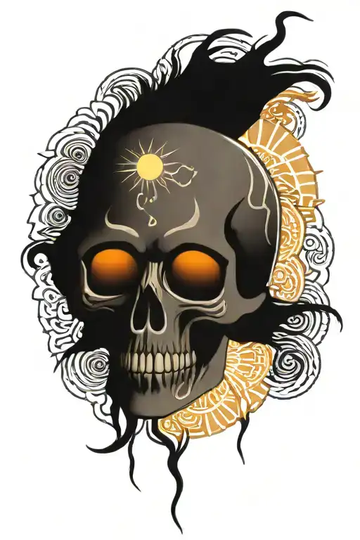 Skull With Sun Behind