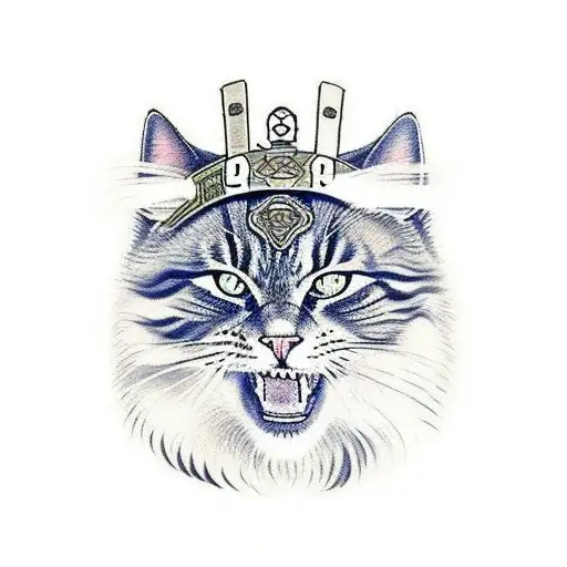 Un Par De Gatos Samurai Que Representan El Alma Guerrera De Dos Gatos Domesticos