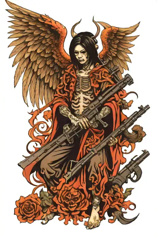 Angel Of Death Surrounded With Guns