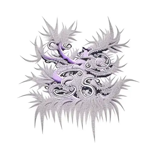 Purple Spiky Vines Forming A Tree Styled Sleeve Ornament