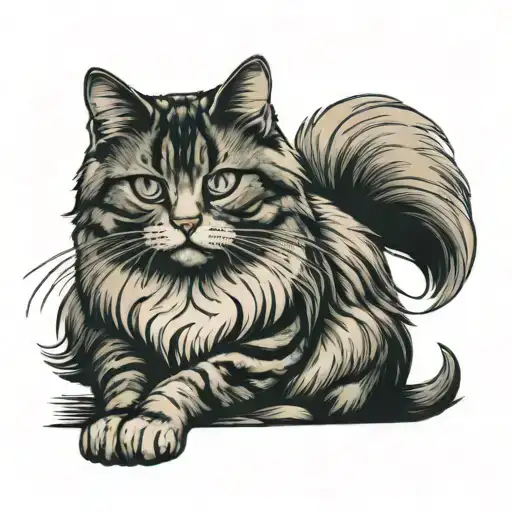 White Siberian Cat Sitting