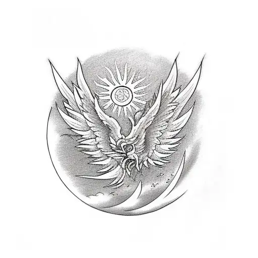 Phoenix With Sun Around It