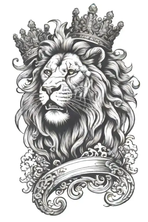 Lion With Baroque Crown Roaring
