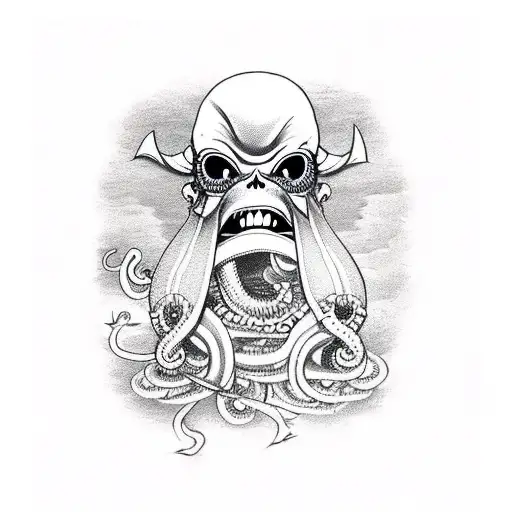 Bad Pirate Octupus With Red Eyes