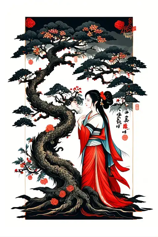 Man And Woman Intertwined Tree