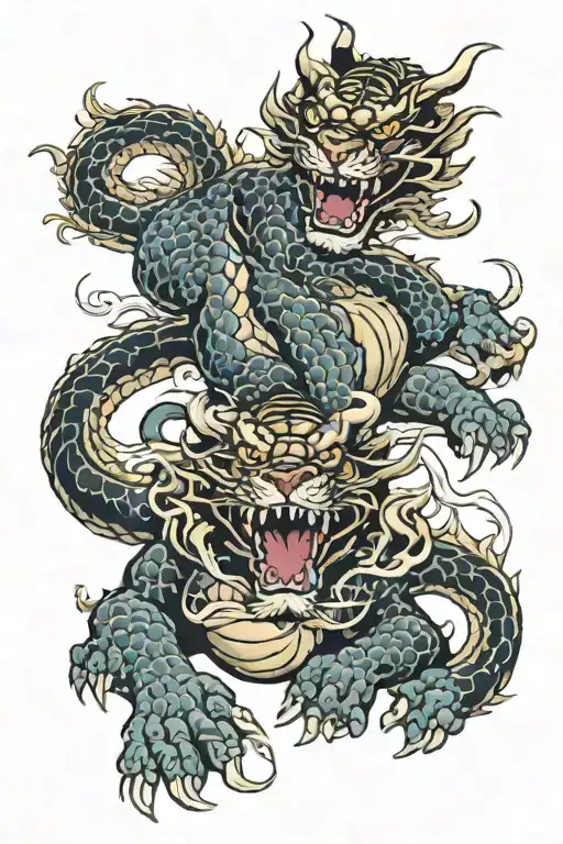 Dragon Fighting A Tiger